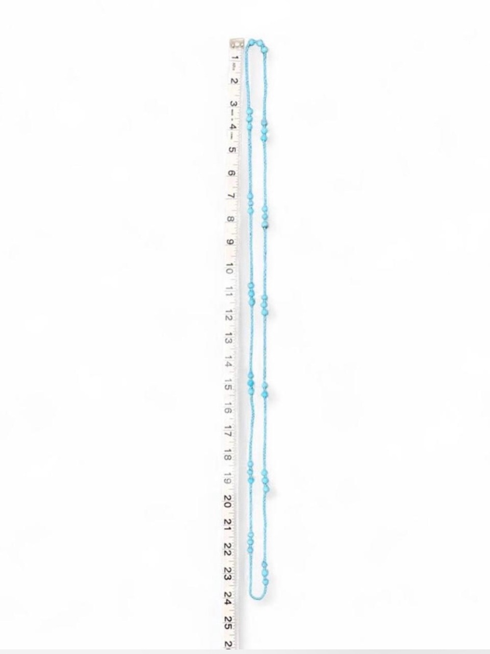 Robins Egg Light Blue Beaded Necklace 48” Long